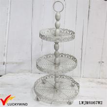 Rustic Gray 3 Tier Cake Stand, Metal Tray Stand or Fruit and Cupcake